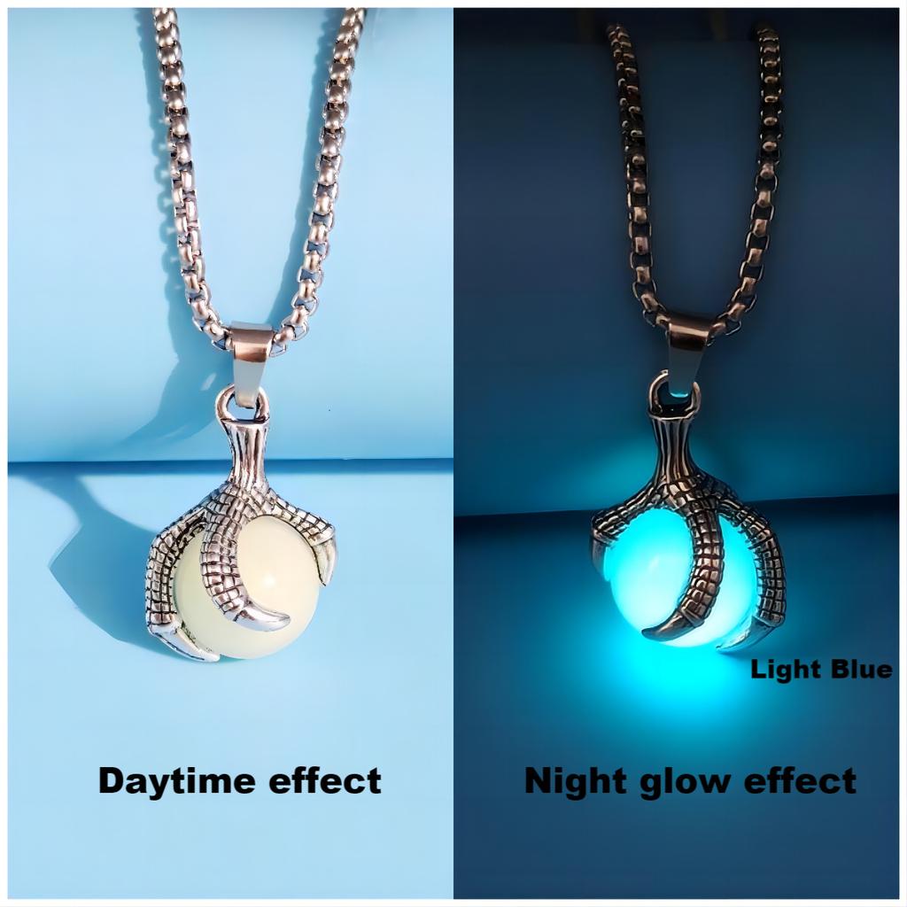 Vintage Glowing Dragon Claw Necklace Hip Hop Street Light Up Pendant Men's Accessory