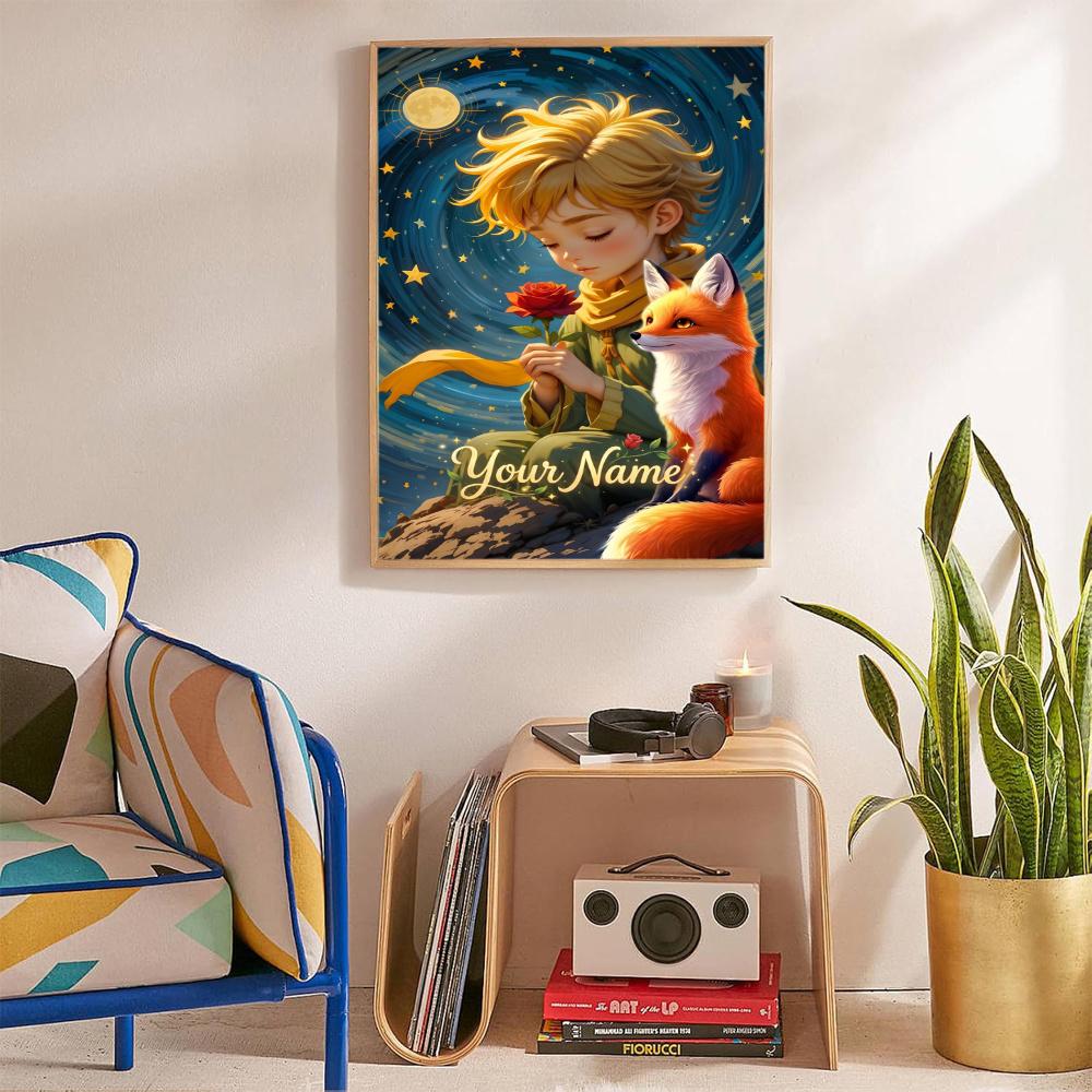 Little Prince Customize Your Name Diamond Painting Round Diamond Rhinestones Mosaic Diamond Embroidery Wall Paintings Rhinestones Gift Frameless