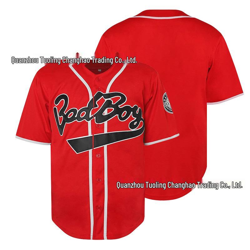 

Бейсбольная майка Bad Boy Black BIGGIE с вышивкой, хип-хоп, мужская, для вечеринок L красный