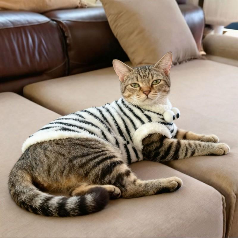 Striped Sleeveless Vest Cat - Lightweight Pet Apparel Tabby Sphynx Small Kittens Fall Winter Use