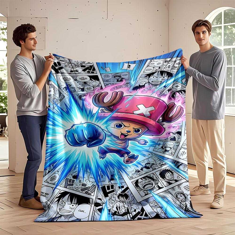 Energetic Cartoon Character Punching Amid Comic Strip Collage with Blue Effects. for All Seasons Blanket Lunch Break Throw Gift 75X95CM