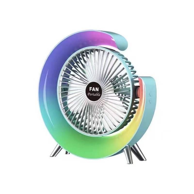 Стильный цветной светодиодный настольный вентилятор, портативный мини-вентилятор с USB-подзарядкой для дома и офиса синий
