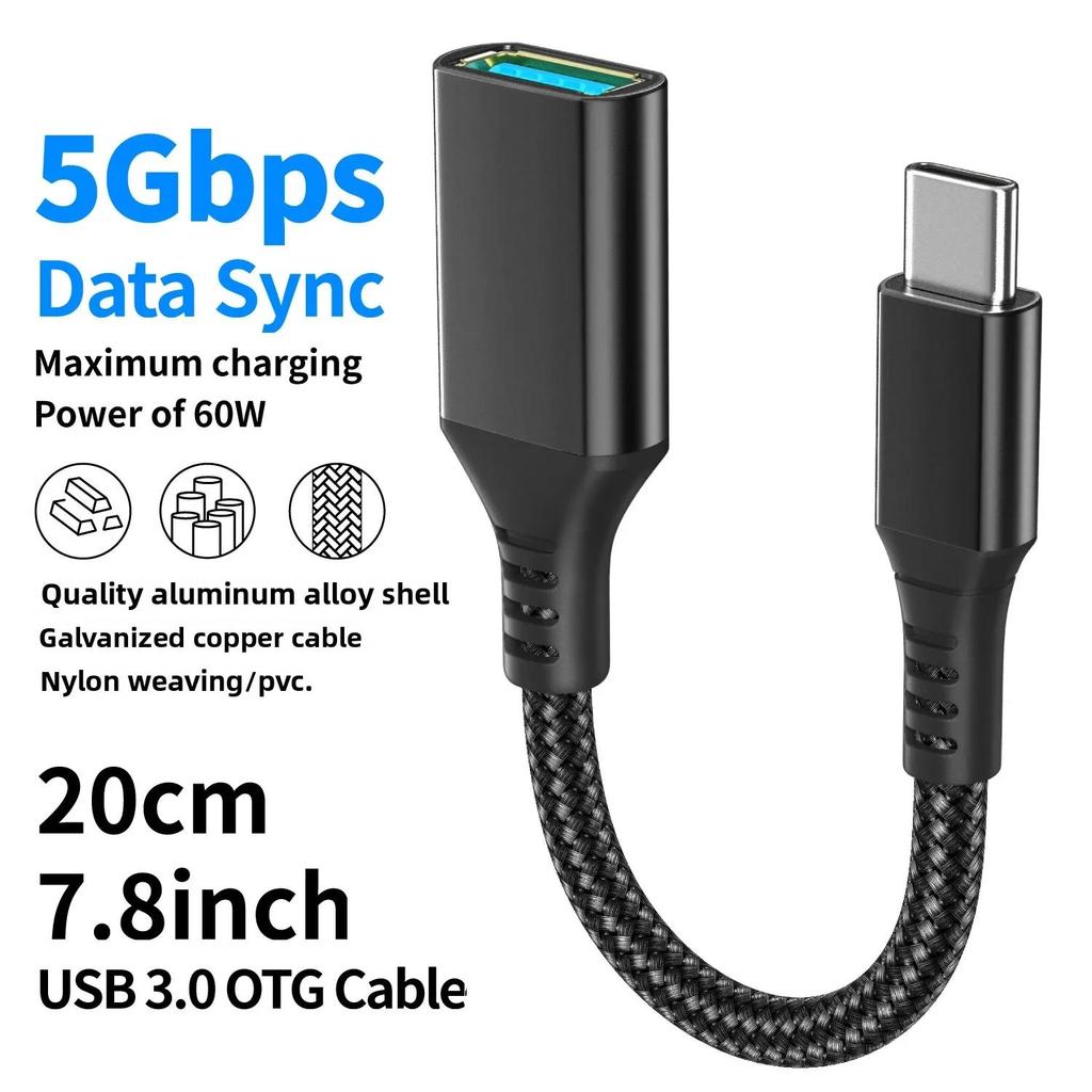 Type-C To USB 3.0 OTG Cable 5Gbps for iPhone 15/16 Xiaomi Data Transfer Cable for Flash Drive Hard Drive 3