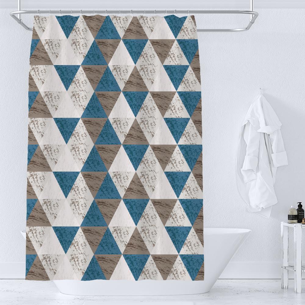 Hexagonal Geometry Bathroom Shower Curtain Waterproof Bathroom Curtains Polyester Bath Curtain Bathtub Bathing Cover with Hooks