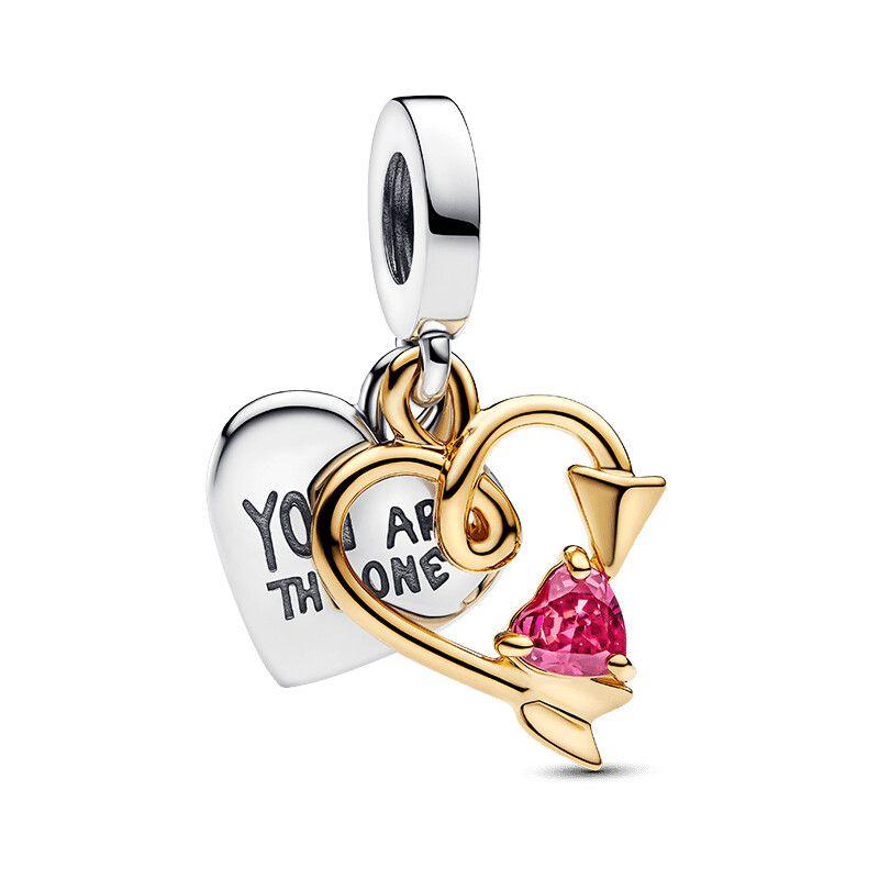 

[Можно выгравировать надпись на заказ] PANDORA Пандора, Ты единственный яркий фейерверк Подвеска «Два в одном» для девушки Red-free size