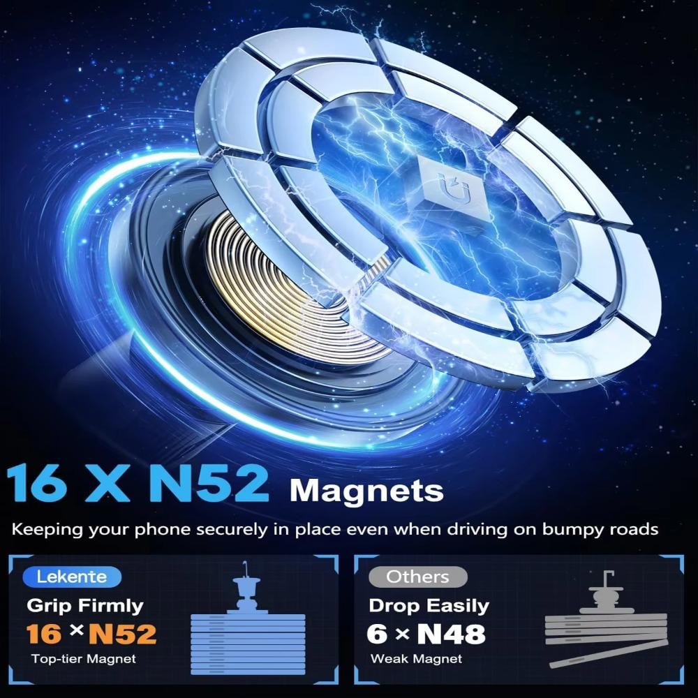 2025 Magnetic Wireless Car Phone Charger Adapter 15W Air Vent Car Phone Holder for IPhone 16 15 14 13 Pro Max Plus 12 Samsung