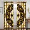 Luxuriöse Vorhänge aus Polyester mit abstraktem Barock-Druck in Gold für Schlafzimmer, Büro, Küche, Wohnzimmer, Fensterbehandlung, Heimdekoration, 2 Stück