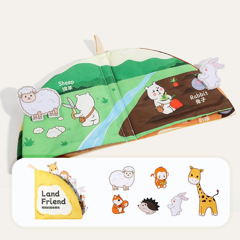 Baby Early Education Cloth Book 3D Touch Interactive Book Anti-Tear Toy Book Montessori Sensory Toys 0-6 Months Babies