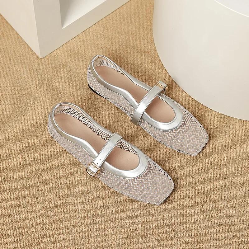 Fashion Flat Sandals Woman Mesh Women's Shoes Summer Mesh Shoes Women's Sandals Breathable Shoe 2025 New Hollow Single Shoes Women Flats