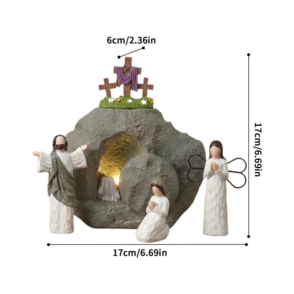 

Набор Вертепа на Пасху Религиозная Христианская Статуя Иисуса Декор Смола Пустая Гробница Пасхальное Украшение Для Офиса Дома