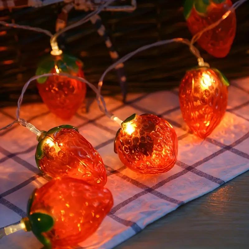 1PC 10/20/30/40 LED Strawberry Fairy Lights Battery Operated Fruit String Lights For Indoor Outdoor Bedroom Holiday Decoration