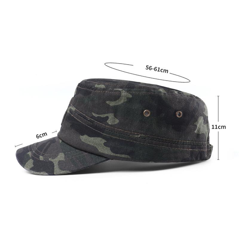 Men's Sports Cap Spring Summer Middle-Aged Camouflage Flat Top Army Cap Letter Embroidered Cap Military Caps