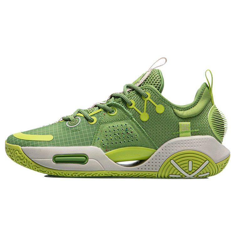 Li Ning All City 9 V1.5 Dämpfung Rutschfest Abriebfest Niedrig geschnittene Basketballschuhe Herren Olivgrün ABAR015-6