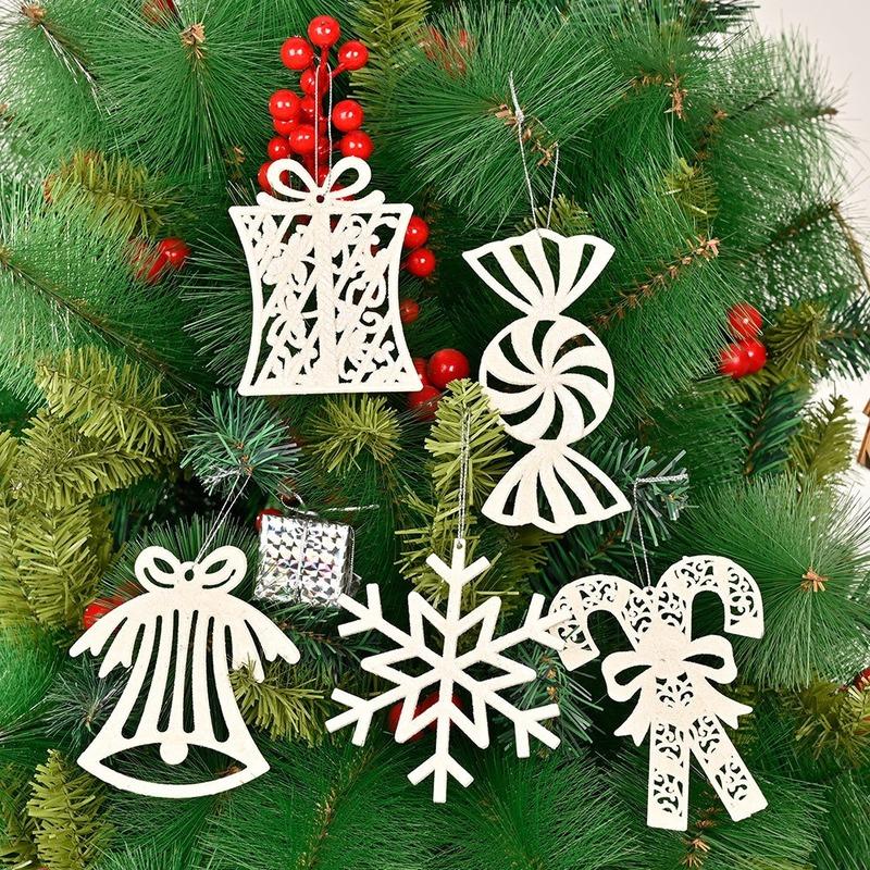 1 Bag Christmas Snowflake Ornaments Decoration Xmas Tree Pendant Christmas Candy Cane Bell Pendant