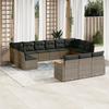 Vidaxl 13-Cz. Gartenmöbel-Set mit Kissen, Grau, Polyrattan