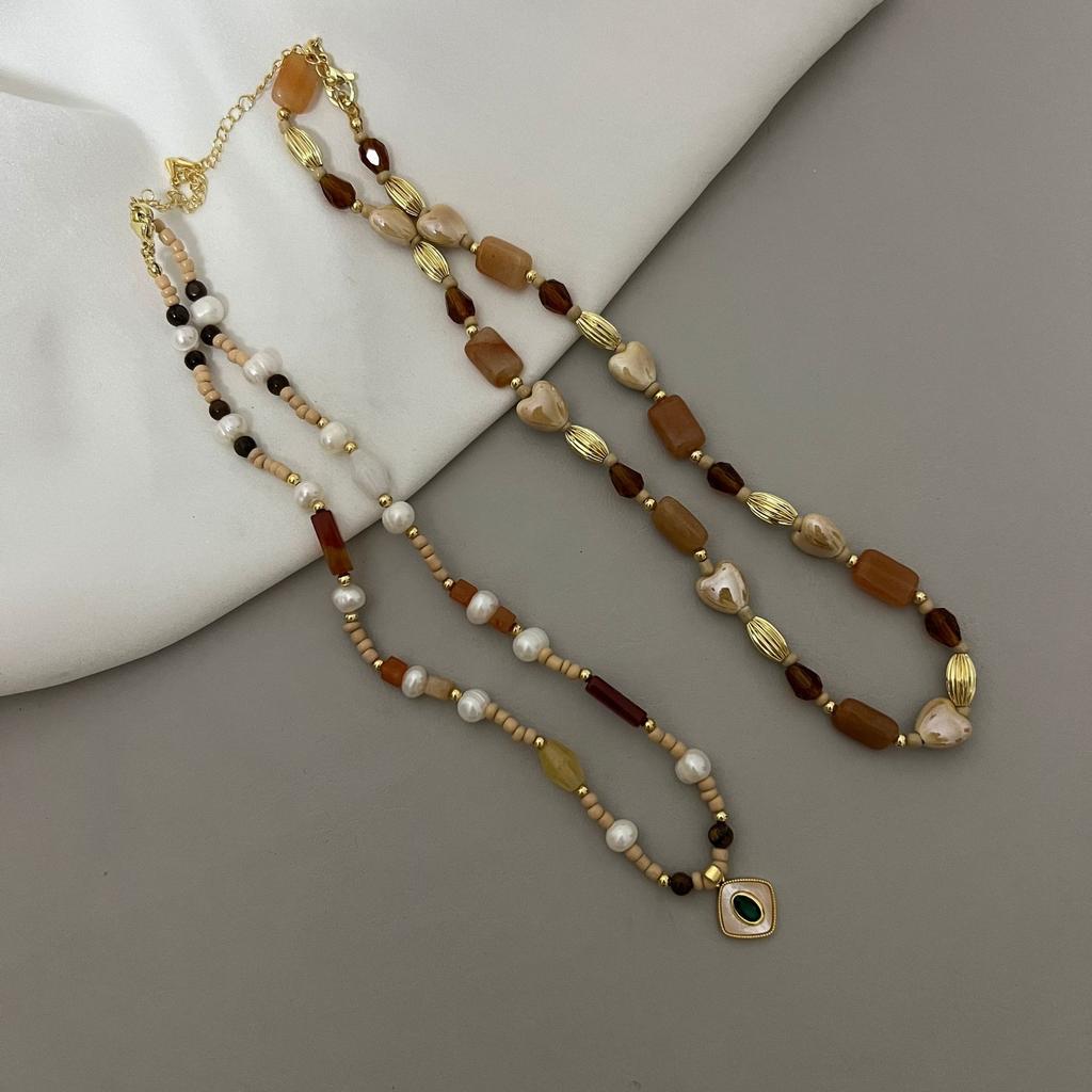 Retro Beaded Necklace for Women In Autumn and Winter Small Crowd Layered Necklace Design Irregular Necklace Accessories