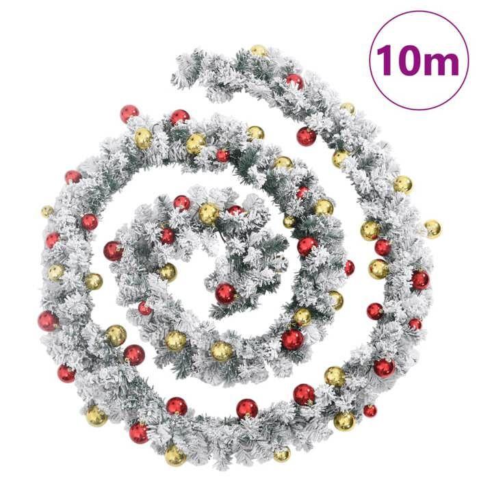 VidaXL Christmas Garland with Balls and Green LED Lights 10 M PVC, Christmas Decoration, Hanging Christmas Decor 4019673