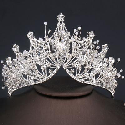Hochzeit Haar Tiara Kristall Braut Tiara Krone Silber Farbe Diadem Schleier Tiaras Hochzeit Haarschmuck Kopfschmuck Kopfschmuck
