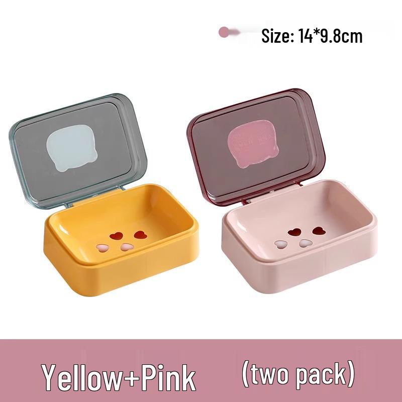 Creative Cute Plastic Soap Dish with Lid: Stylish Soap Holder and Drainer for Bathroom Storage