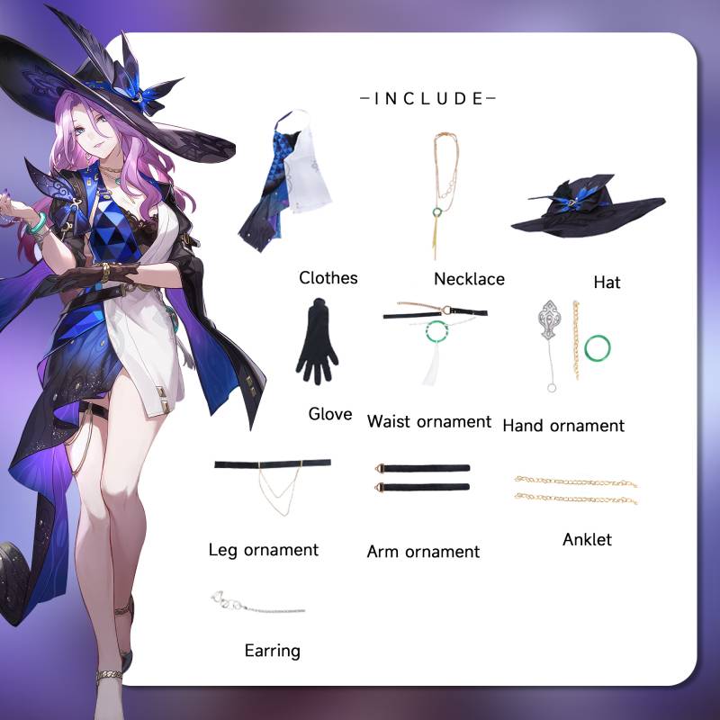 

Костюм для косплея Хонкай Рейл Стар Джейд Мультяшная игра Ролевая игра Вечеринка Хэллоуин XS