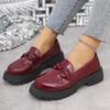 Women's Plus Size 35-43 Loafers  Spring Autumn Round Toe Slip on Platform Casual Shoes Comfortable Footwear Leather Black