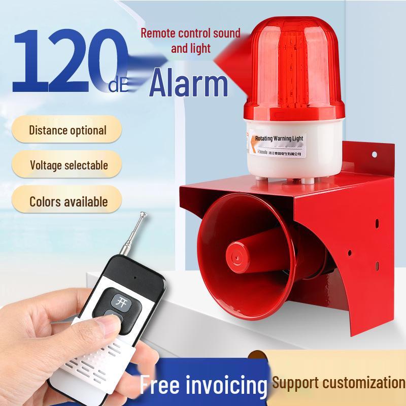 One-Key Remote Alarm with High-Power Sound & Light, Wireless 220V Emergency Horn. Custom with Voice Function