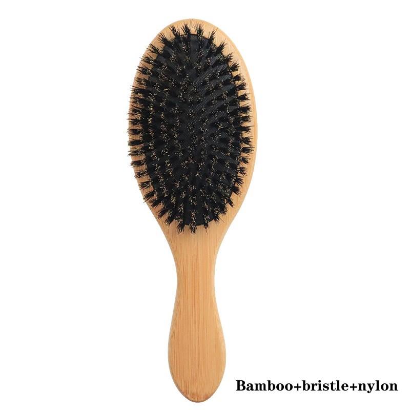 Natural Boar Bristle Hairbrush Massage Comb Anti-static Hair Scalp Paddle Brush Beech Wooden Handle Hair Brush Comb Styling Tool