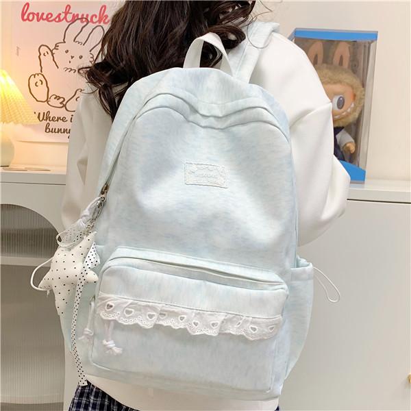 Schoolbag female ins wind Japanese primary school students high value Korean backpack junior high school students niche simple lace backpack