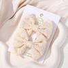 2Pcs/set Bows for Girls Hair Pins Embroidery Printing Hair Clips Solid Color Bowknot Handmade Barrettes Kids Hair Accessories