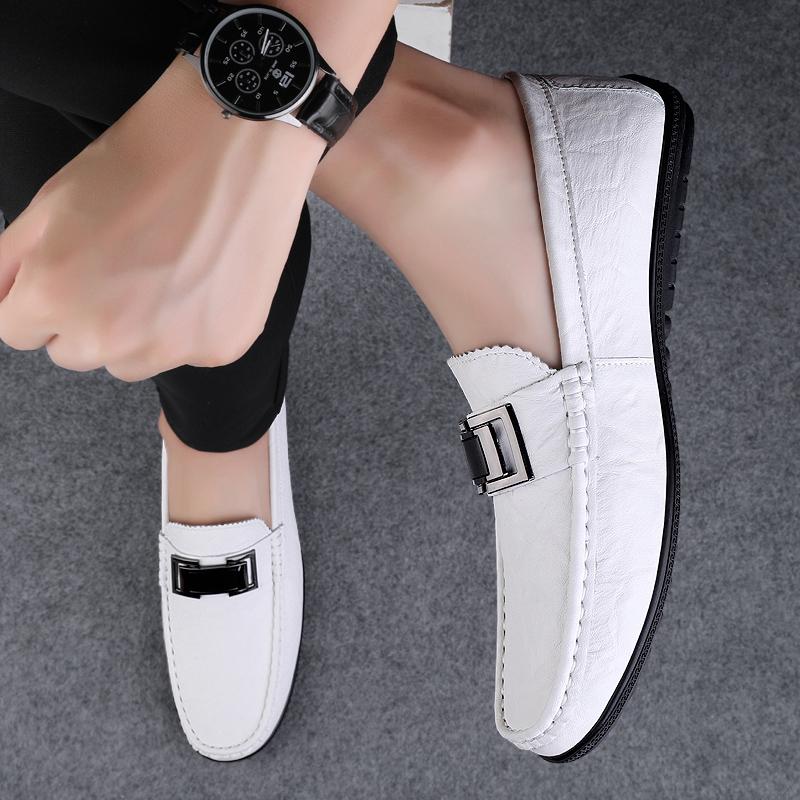 Fashion New Men's Flats Genuine Leathe Men All-match Casual Shoes High Quality Mens Comfortable Loafers Mens Slip On Walking Footwear