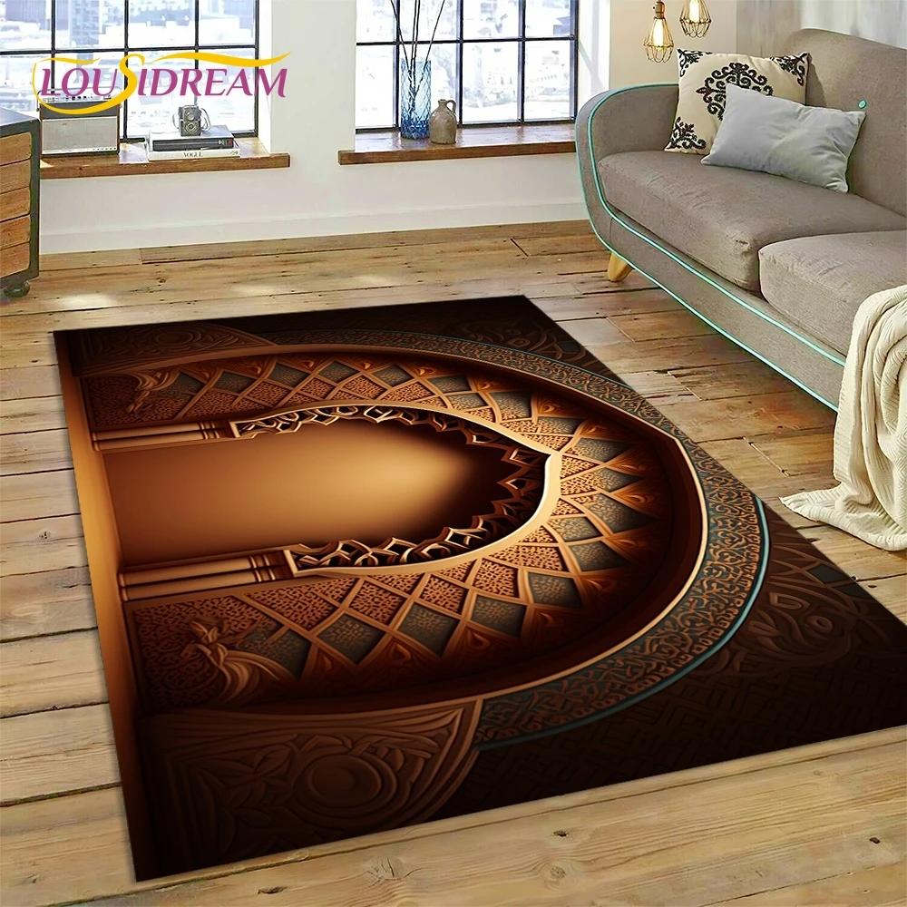 Tappetino in poliestere con mandala per preghiera musulmana islamica, ideale per soggiorno, camera da letto e decorazione per la casa, antiscivolo, perfetto come regalo per il divano.