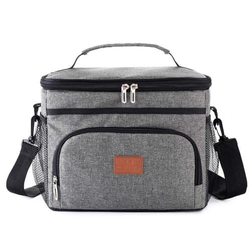Isolert lunsjveske, kjøleveske, passer Thermos matbokser, stor kapasitet med lommer, skulderveske, håndveske, stor, stilig, utendørs, skole, pendling