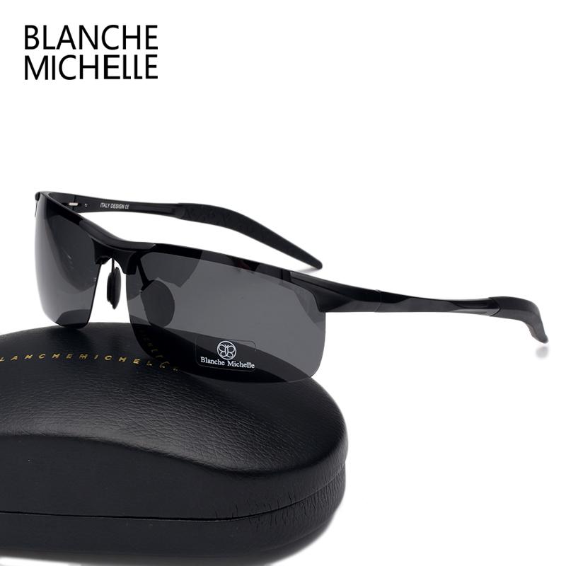 Ultra Light Aluminum Magnesium Sport Sunglasses Men UV400 Gold Rectangle Driving Sun Glasses Outdoor
