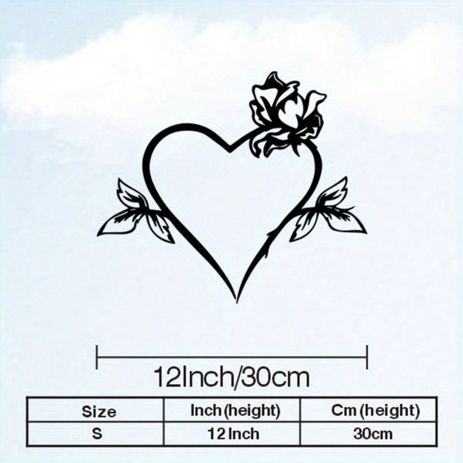 

Vintage Heart Rose Metal Wall Art Rustproof Iron Floral Decor