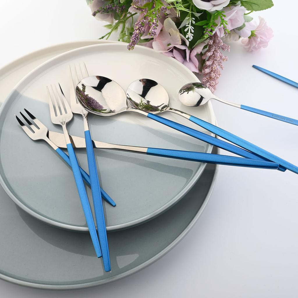 Blue Cutlery Set 18/0 Stainless Steel Gold Dinnerware Set Silverware Flatware Set Dinner Knife Fork Spoon Dropshipping