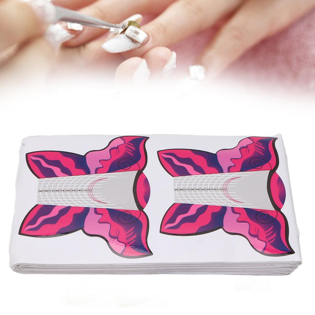 100pcs Nail Form Extension Stickers Self Adhesive Nail Tips Guide Sticker Manicure Tools Rose Red