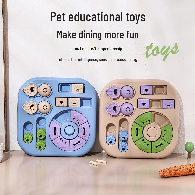 Rotating Dog Feeding Toy: Slow Feeder Turntable Puzzle Bowl, Bite-Resistant Training Tool.