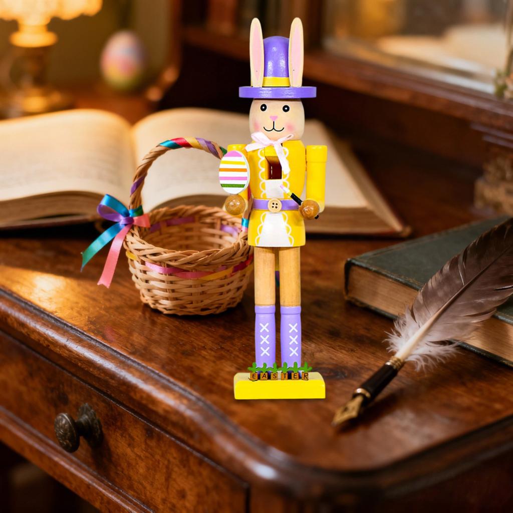 30CM Osterhase Kreativer Nussknacker Soldat Massivholz Dekoratives Geschenk Ornament