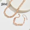 Necklace Bracelet Combo 2Pcs/Set Women Jewelry Set Leaves Shape Rhinestone