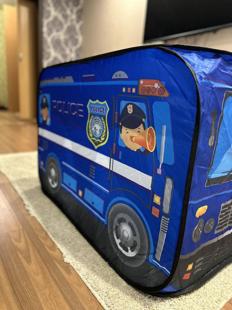 Children’s Fire Truck Police Bus Play Tent - Foldable Pop Up Game Play House Cloth Toy Gift & Firefighting Model for Photography