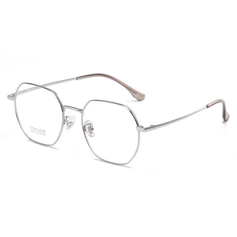 Polyhedron Titanium Alloy Pure Titanium Leg Eyeglass Frame For Myopia Prescription Glasses Customizable Prescription Available