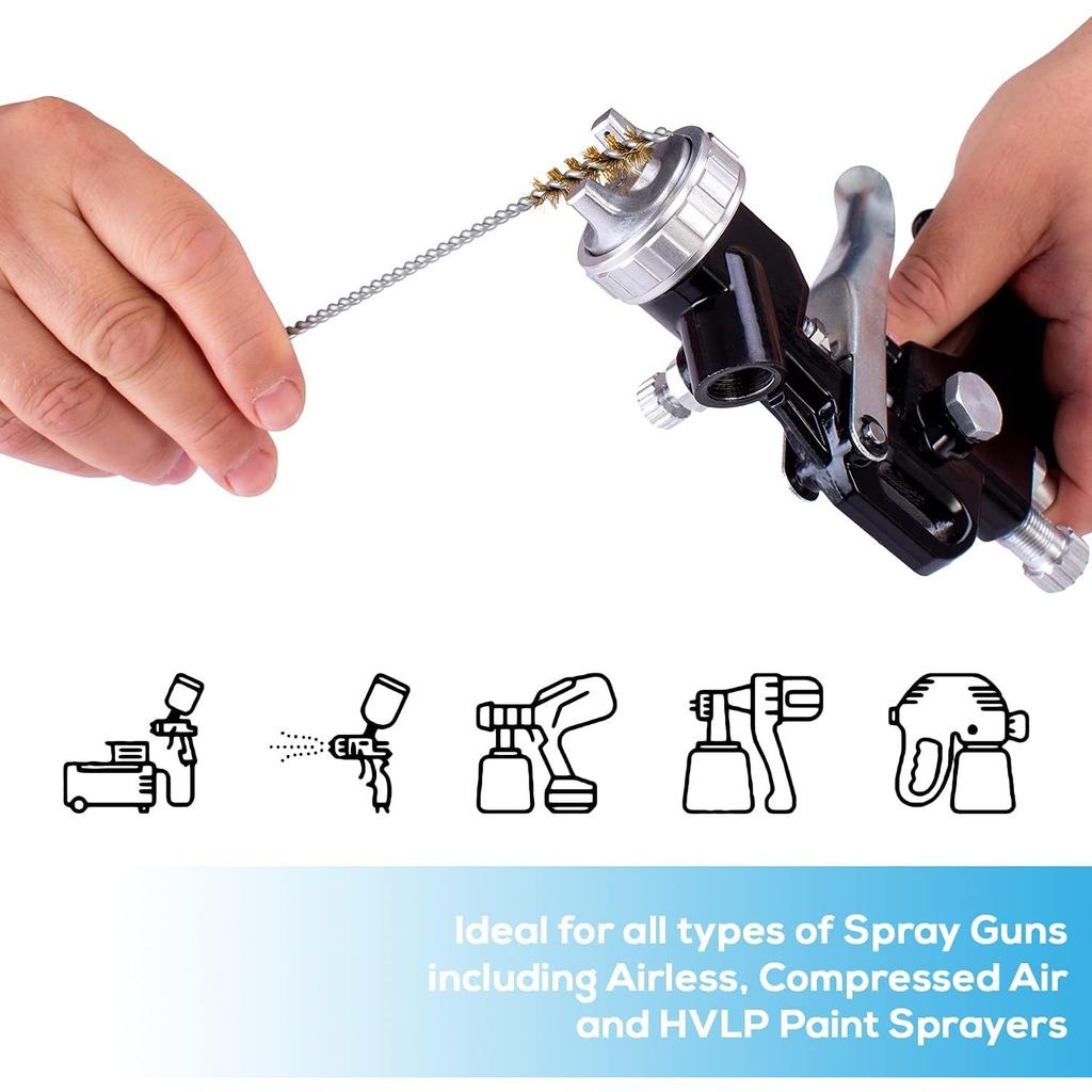 23 Pieces Professional Paint Spray Gun Cleaning Set with Case for HVLP Paint Guns, + 5 X Plug-In Filters (601S) Compressed Air Tools and Airbrush