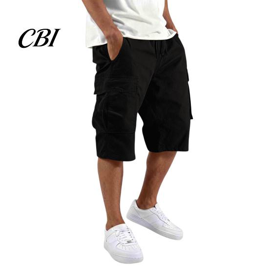 Men Shorts with Drawstring Summer for Men, Multi-Pocket Cargo Adjustable Elastic Skin-friendly Fabric Waistband, Loose Fit Sport Hiking Work