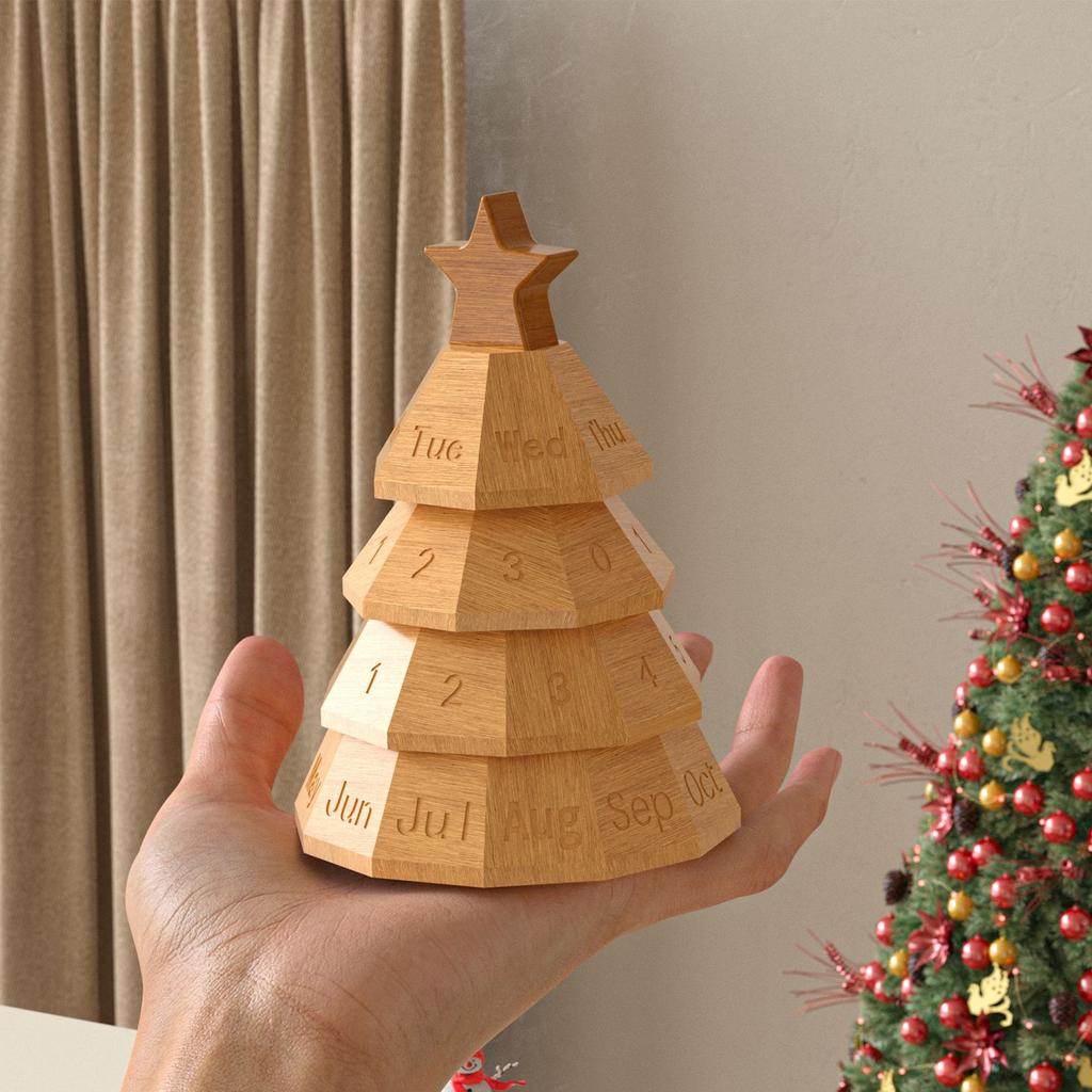 Perpetual Calendar Resin Mold Christmas Tree Storage Box Silicone Mold DIY Aromatherapy Plaster Desk Calendar Ornament Mold