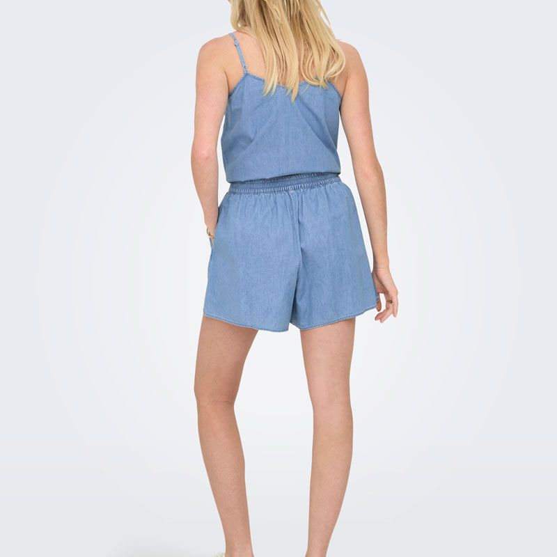 Short denim bleu clair yasmin taille élastique Femme ONLY