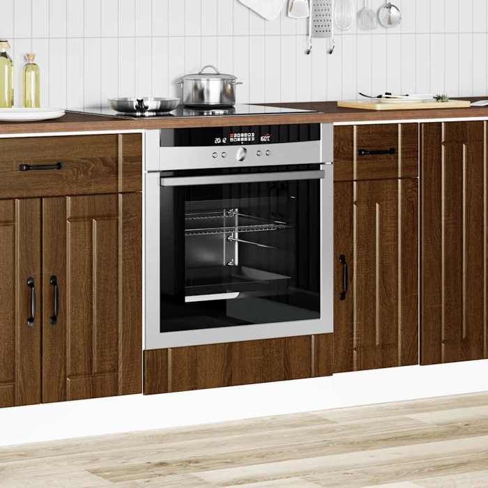 VidaXL Oven Cabinet Lucca Brown Oak Engineered Wood, Oven Unit, Kitchen Oven Cabinet, Base Unit of 853764