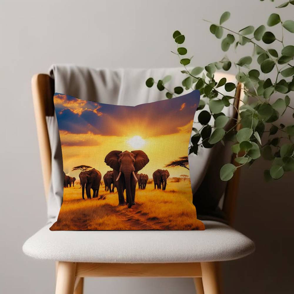 African Elephant Cushion Cover Inches Farmhouse Decor Home Throw Pillow Covers For Couch Decorations