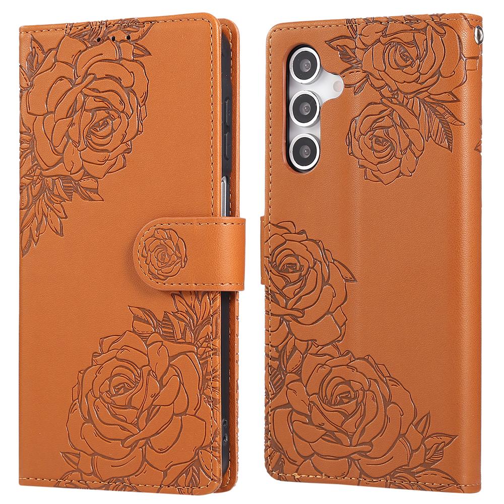 For Samsung Galaxy A16 4G/5G Case Rose Flower Wallet PU Leather Phone Cover with 3 Card Slots