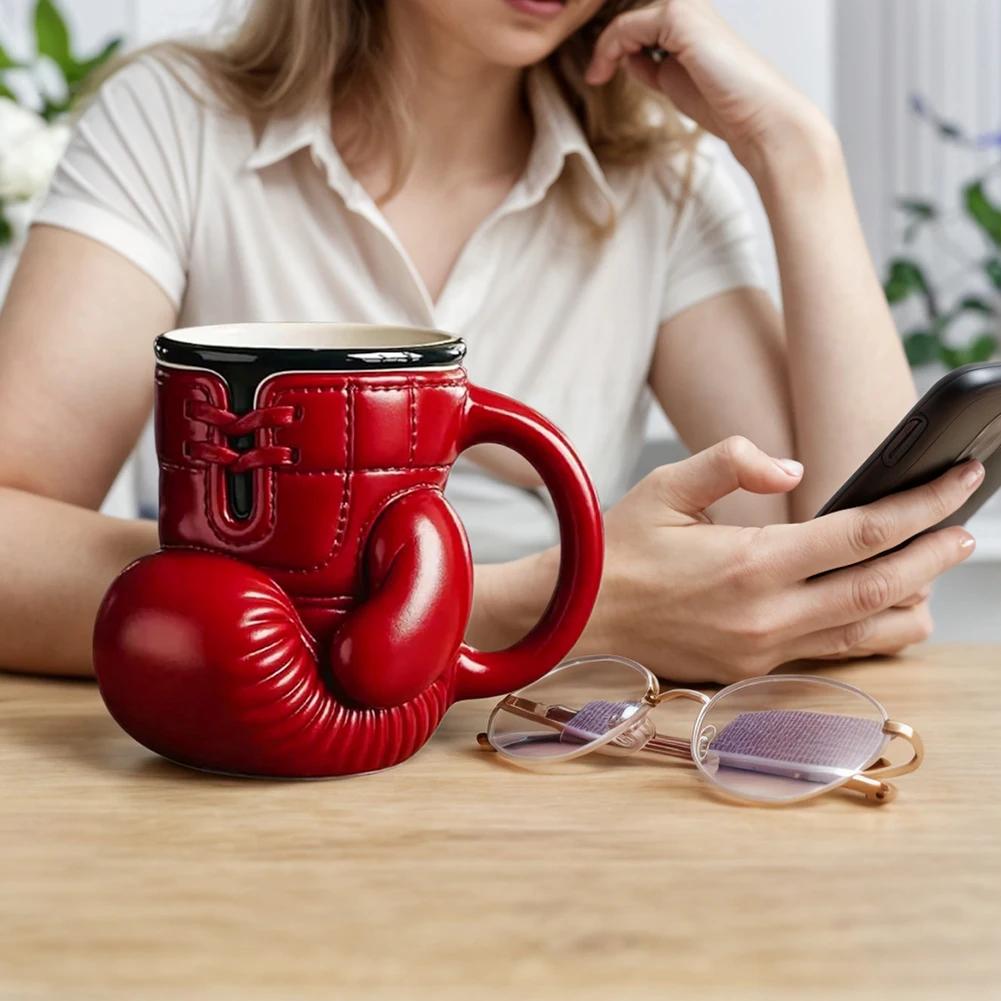 Boxing Glove Mug Sports Themed Mugs Novelty Coffee Cup Gifts Funny Water Cup Kitchen Drinkware with Handle Gift for Boxing Lover