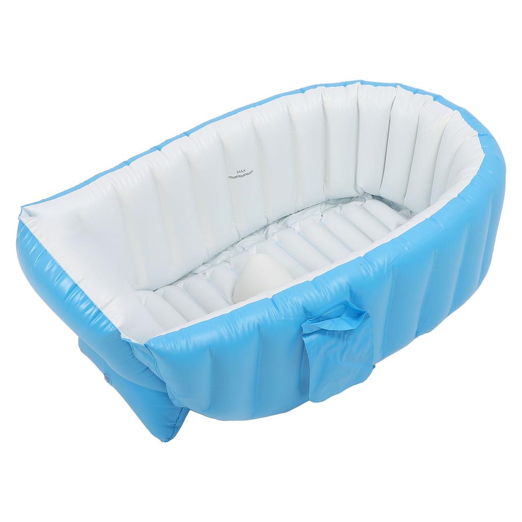 Inflatable Baby Bathtub with Air Pump Anti Leakage Ergonomic Backrest Folding Toddler Bath Tub
